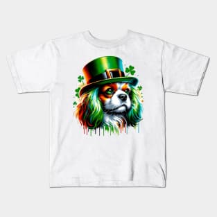 English Toy Spaniel Revels in Saint Patrick's Day Kids T-Shirt